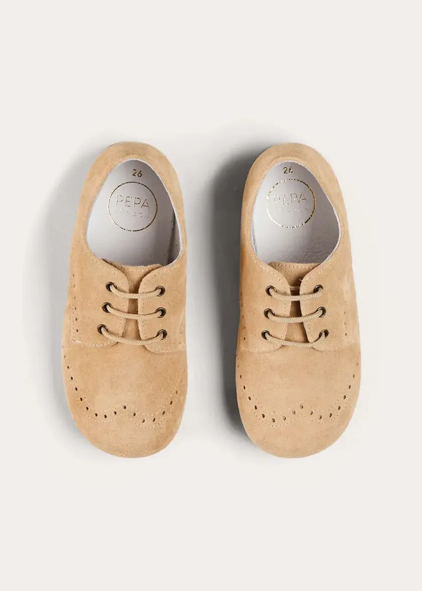Lace Ups | Lace Ups & Boat Shoes | Pepa London Suede Lace-Up Shoes in Beige (24-35EU)