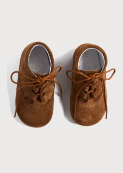 Bonnets & Booties | Bonnets & Booties | Pepa London Suede Oxford Baby Booties in Brown (20-24EU)