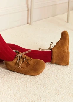 Bonnets & Booties | Bonnets & Booties | Pepa London Suede Oxford Baby Booties in Brown (20-24EU)