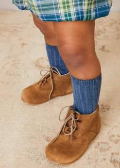 Bonnets & Booties | Bonnets & Booties | Pepa London Suede Oxford Baby Booties in Brown (20-24EU)