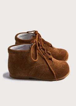 Bonnets & Booties | Bonnets & Booties | Pepa London Suede Oxford Baby Booties in Brown (20-24EU)
