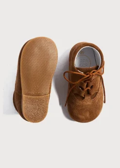 Bonnets & Booties | Bonnets & Booties | Pepa London Suede Oxford Baby Booties in Brown (20-24EU)