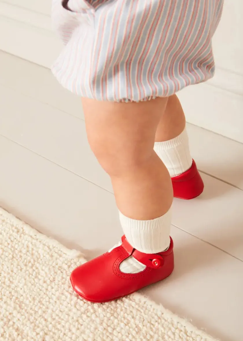 T-bars | T-bar Shoes | Pepa London T-Bar Pram Shoes in Red (17-20EU)