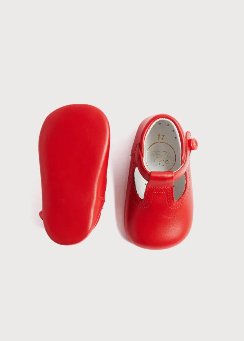 T-bars | T-bar Shoes | Pepa London T-Bar Pram Shoes in Red (17-20EU)