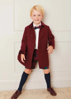 Coats & Jackets | Coats & Jackets | Pepa London Traditional Double Breasted Coat in Burgundy (12mths-10yrs)