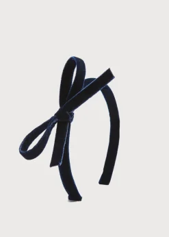 Hair Accessories | Hair Accessories | Pepa London Velvet Hairband with Thin Navy Bow