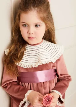 Dresses | Dresses | Pepa London Velvet Handmade Collar Long Sleeve Dress in Pink (2-10yrs)