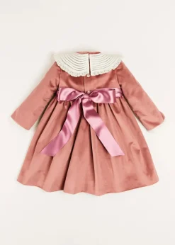Dresses | Dresses | Pepa London Velvet Handmade Collar Long Sleeve Dress in Pink (2-10yrs)