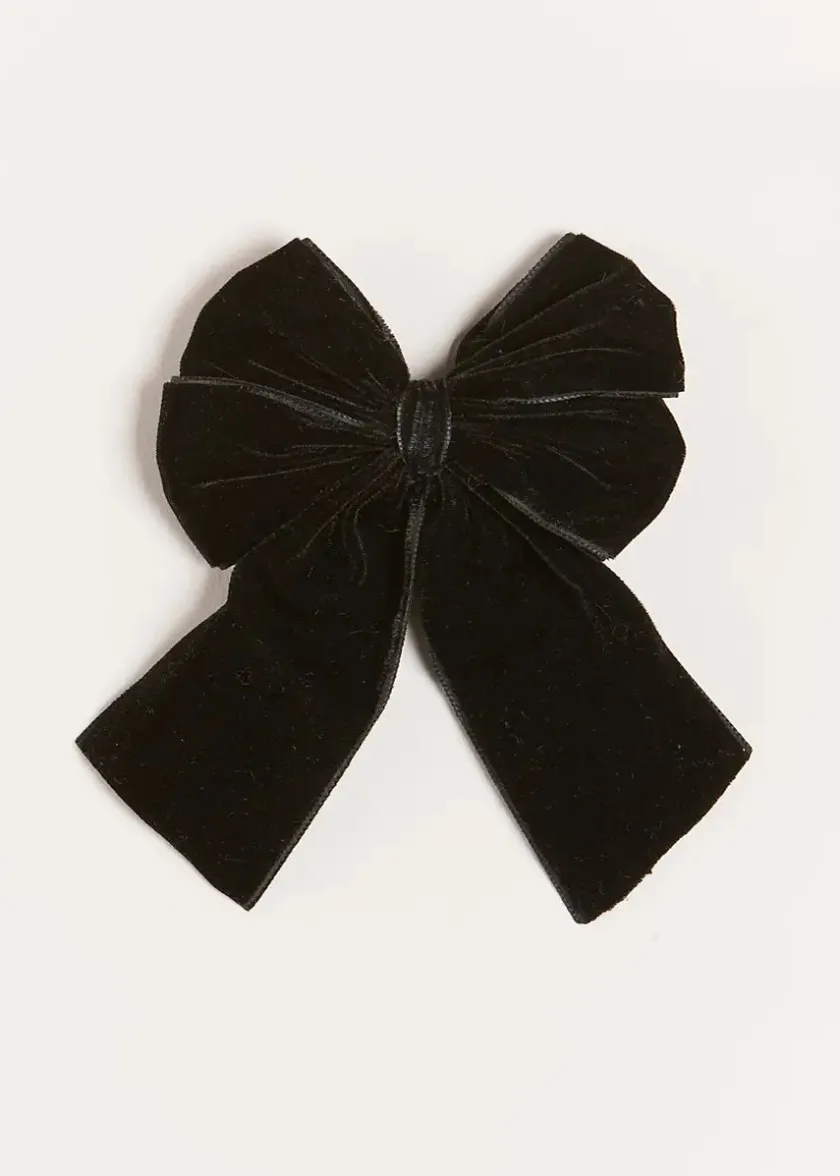Hair Accessories | Hair Accessories | Pepa London Velvet Long Bow Clip in Black