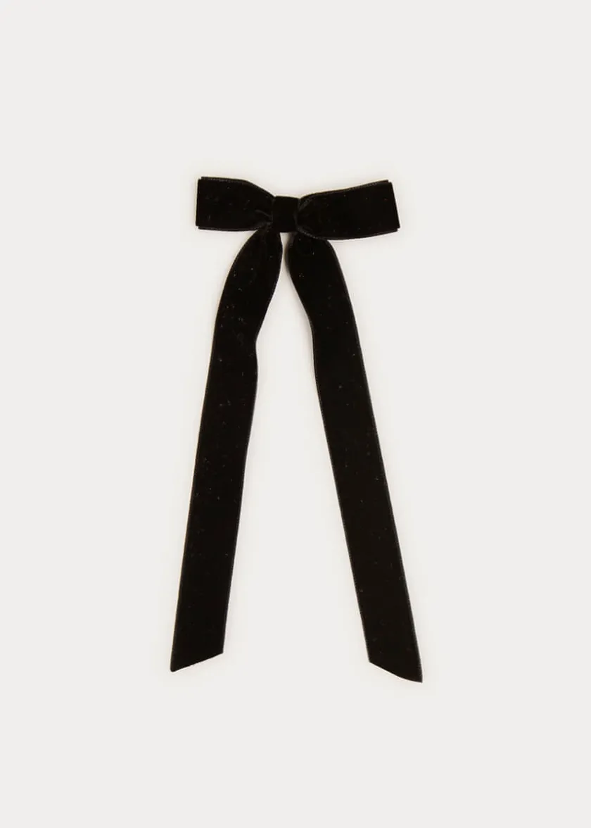 Hair Accessories | Hair Accessories | Pepa London Velvet Long Bow Clip in Black