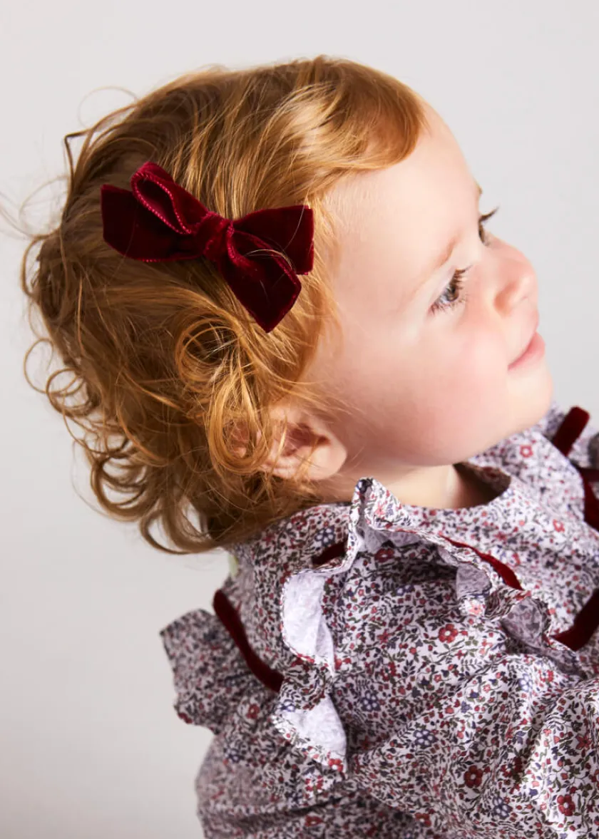Hair Accessories | Hair Accessories | Pepa London Velvet Medium-Bow Clip in Burgundy