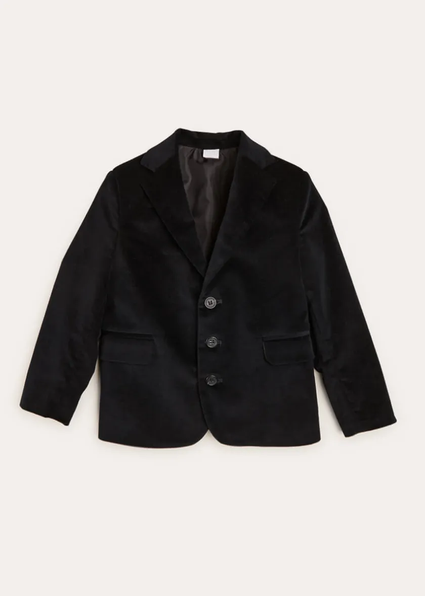 Coats & Jackets | Coats & Jackets | Pepa London Velvet Three Button Blazer Jacket In Black (4-10yrs)