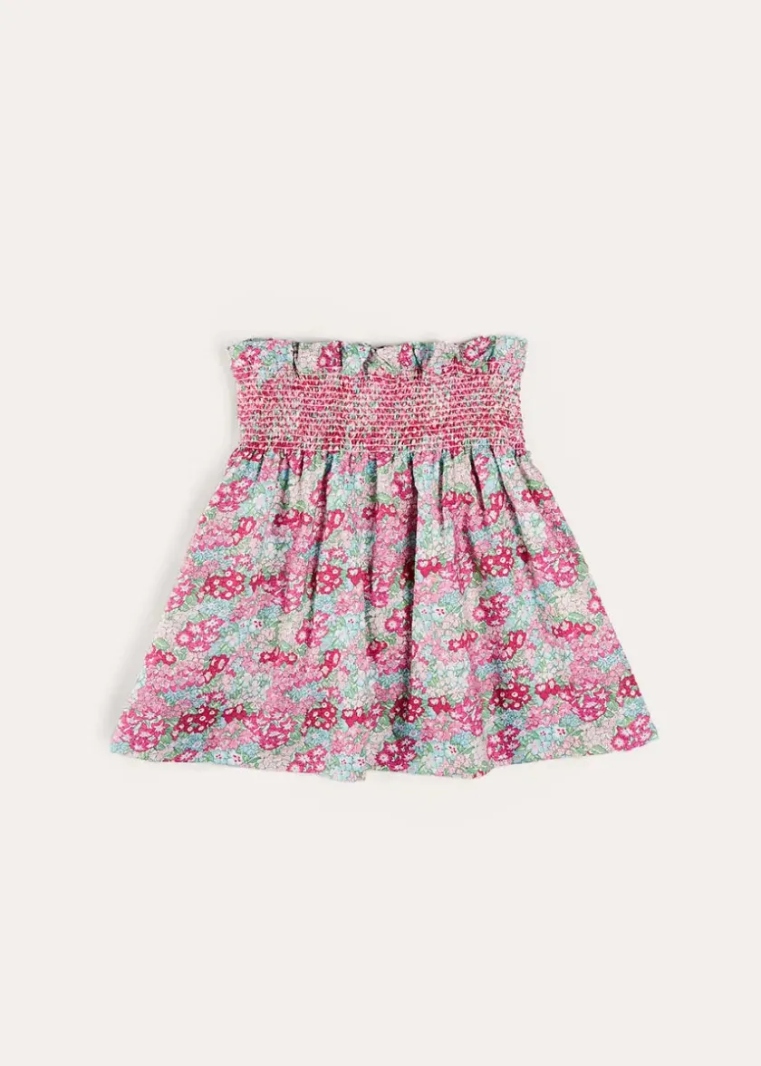 Skirts & Shorts | Pepa London Viola Floral Smocked Waistband Skirt in Pink (3-10yrs)