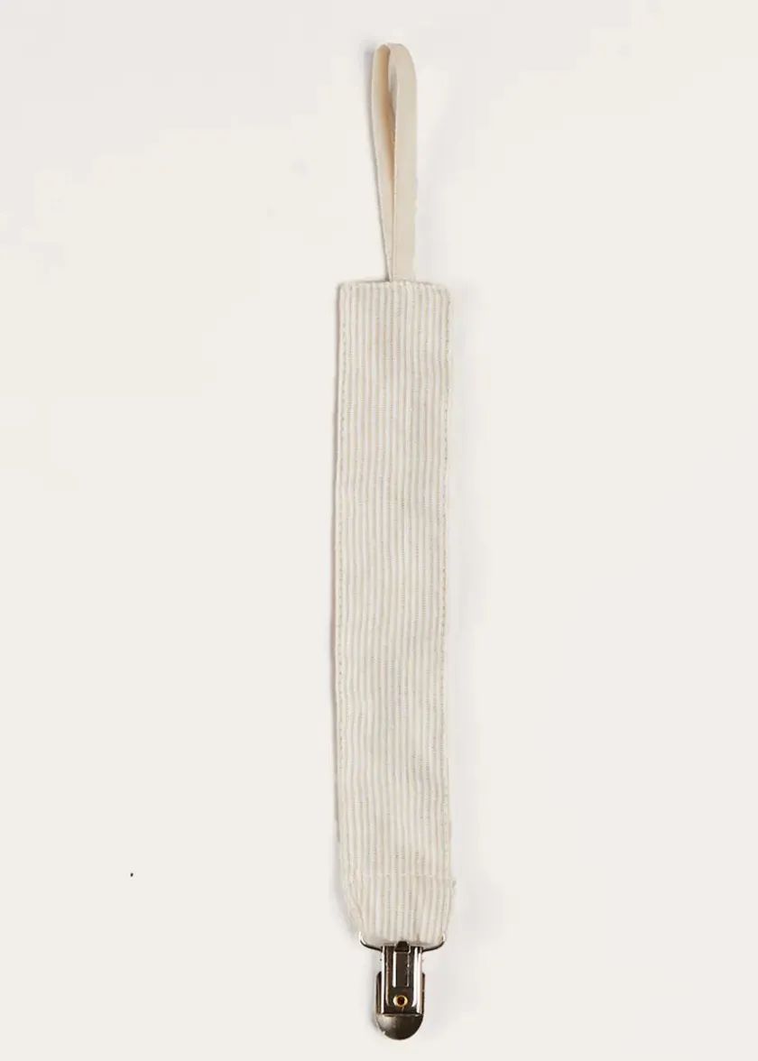 Dummies & Teethers | Dummies & Teethers | Pepa London Waterford Striped Dummy Clip in Beige