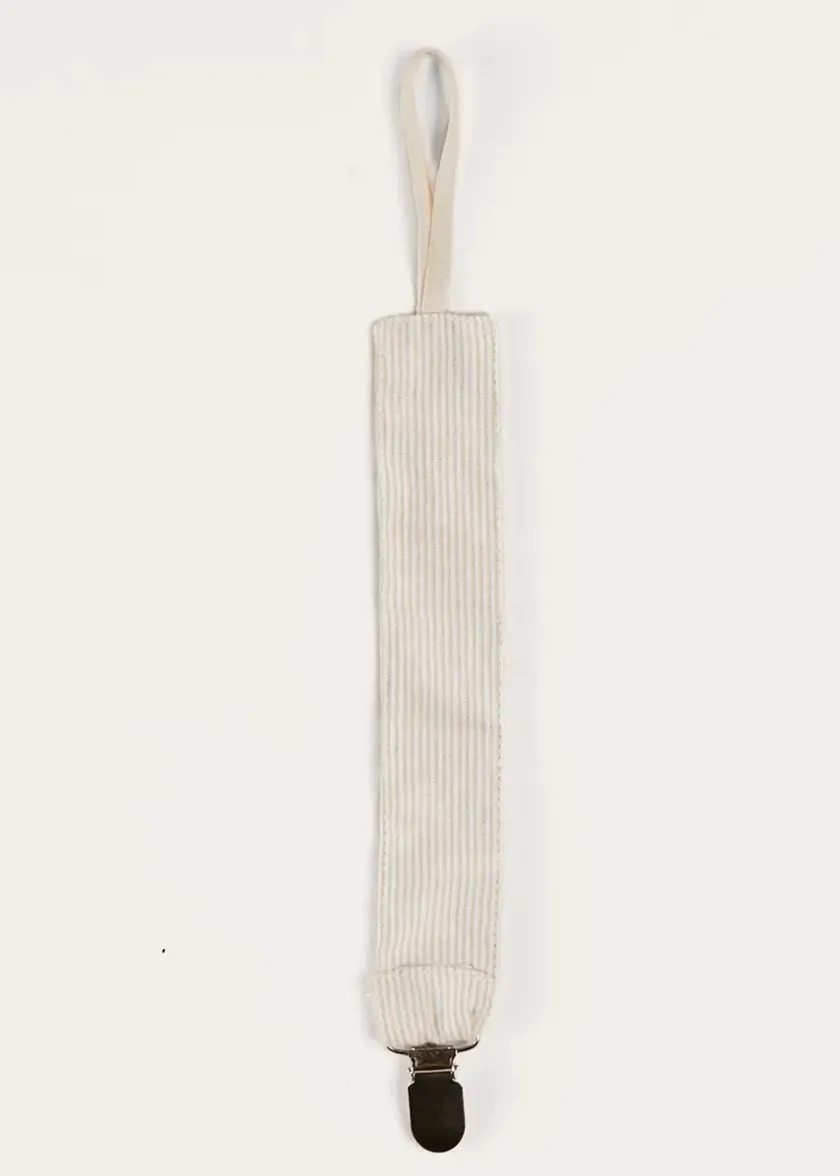 Dummies & Teethers | Dummies & Teethers | Pepa London Waterford Striped Dummy Clip in Beige