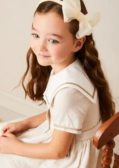 Dresses | Dresses | Pepa London Waterford Striped Mariner Collar Double Breasted Short Sleeve Dress in Beige (12mths-10yrs)