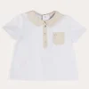 Tops & Bodysuits | Pepa London Waterford Striped Polo Collar Short Sleeve Top in Beige (12mths-4yrs)
