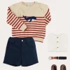Lookbooks | Pepa London Whale Intarsia Striped Jumper in Red (6mths-6yrs) | Linen Mao Collar Long Sleeve Shirt in White (12mths-10yrs) | Classic Smart Shorts in Navy (4-10yrs) | Leather Boat Shoes in Tan (26-34EU) | Navy Belt
