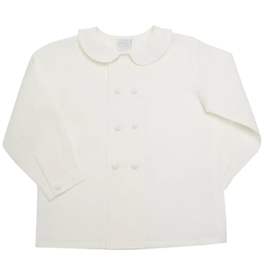 Tops & Shirts | Tops & Shirts | Pepa London White Double-Breasted Peter Pan Collar Shirt (12mths-10yrs)