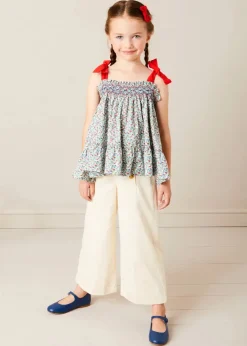 Trousers | Pepa London Wide Leg Front Button Trousers in Beige (2-10yrs)