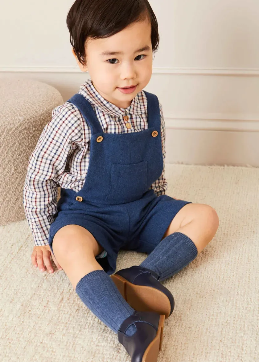 Shorts & Trousers | Dungarees & Rompers | Pepa London Wool Front Pocket Dungarees in Blue (18mths-5yrs)