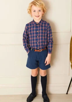 Bloomers, Shorts & Trousers | Pepa London Wool Plain Shorts With Turn Ups In Blue (18mths-4yrs)