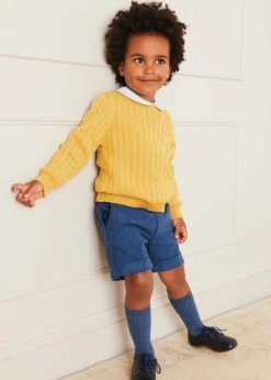 Bloomers, Shorts & Trousers | Pepa London Wool Plain Shorts With Turn Ups In Blue (18mths-4yrs)